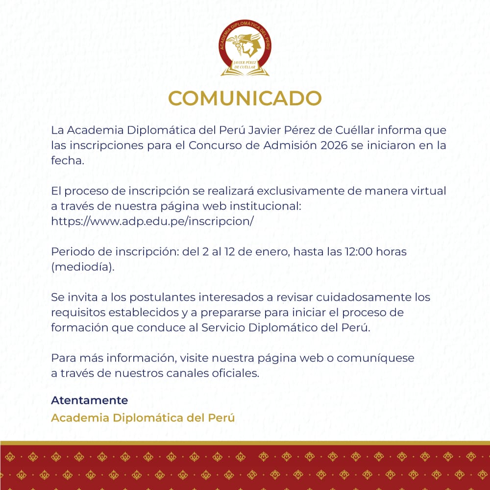 Comunicado sobre el Concurso de Admisión 2026